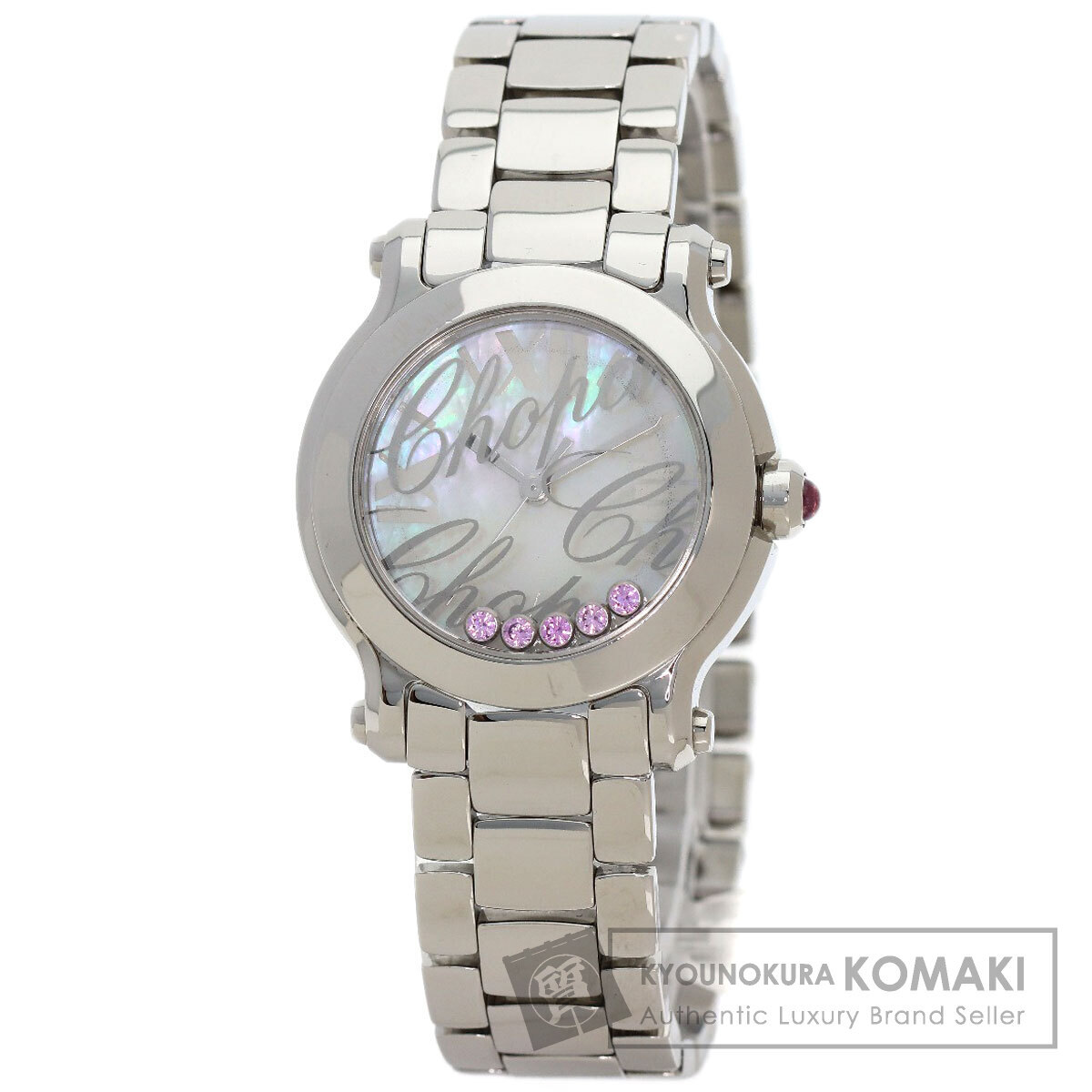 Chopard ショパール 27/8509 ハッピースポーツ 5P ピンクサファイア 腕時計 ステンレススチール SS レディース 中古