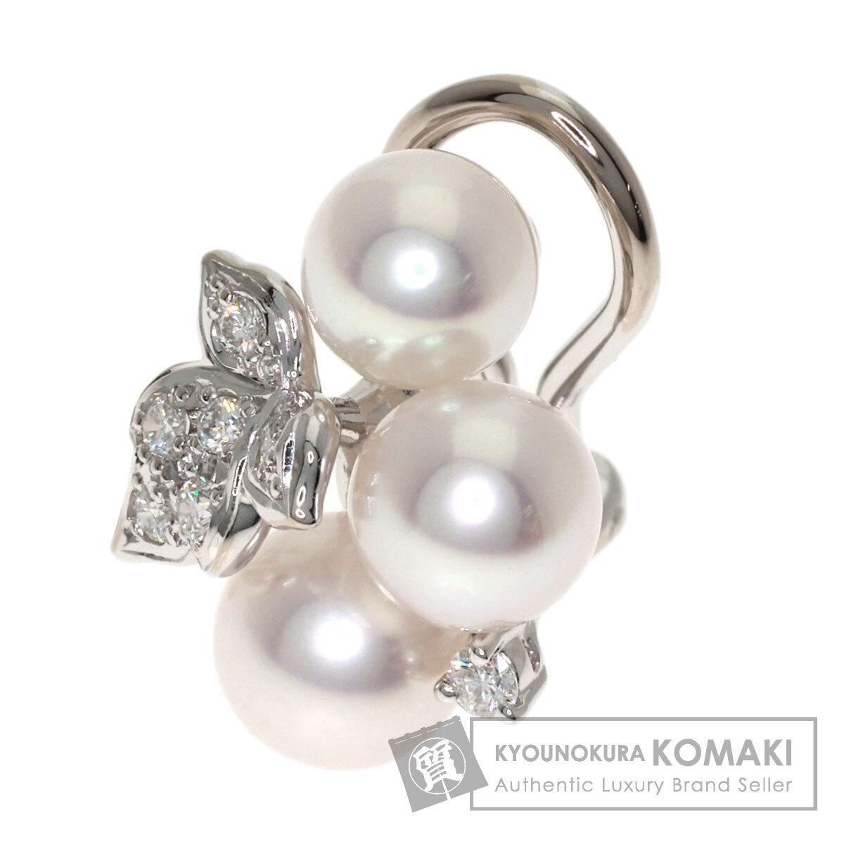 MIKIMOTO ミキモト パール 真珠 ダイヤモンド 片方のみ イヤリング K18ホワイトゴールド レディース 中古