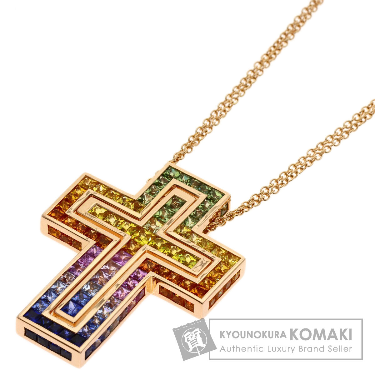 Damiani ダミアーニ ベルエポック サファイア ダイヤモンド 95周年 レインボー ネックレス K18ピンクゴールド レディース 中古