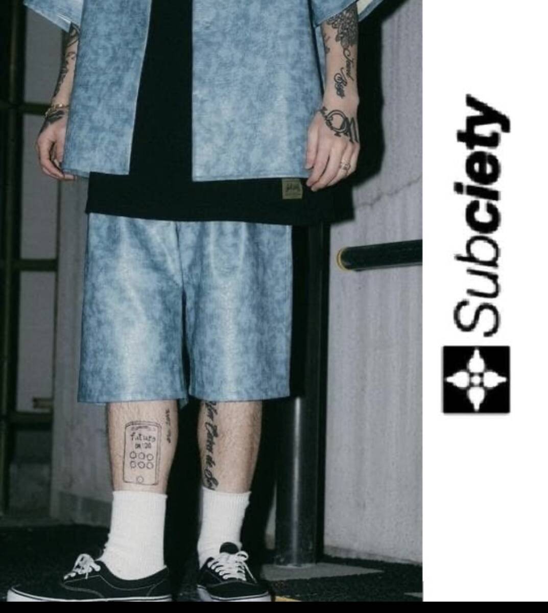 1円～【未使用級】Subsiety サブサエティ クロコ ハーフパンツ レザー ブルー Mサイズ