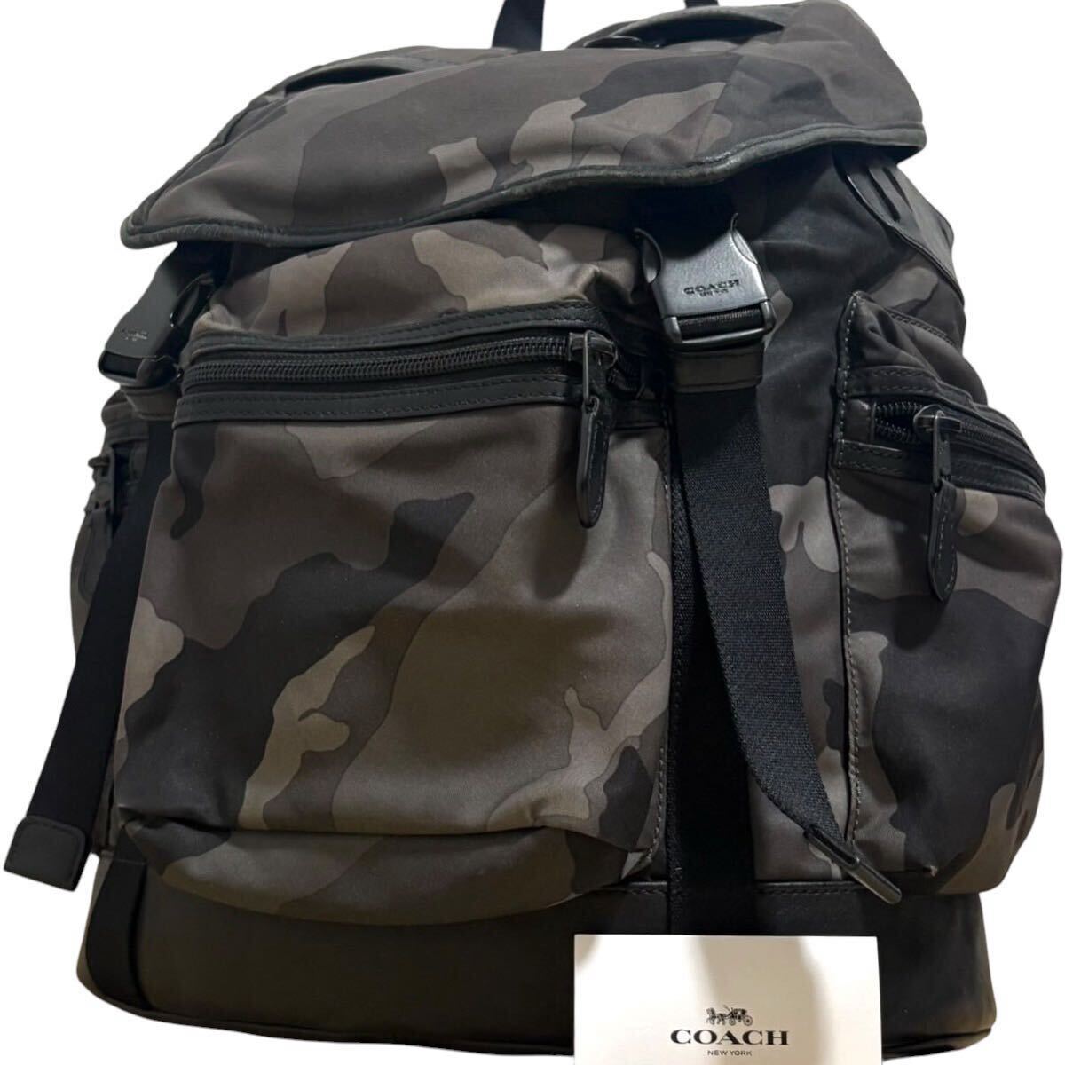 1円〜【入手困難品】定価12万円 コーチ COACH リュックサック バッグパック デイパック カモフラージュ迷彩 メンズ レディース A4 ビジネス