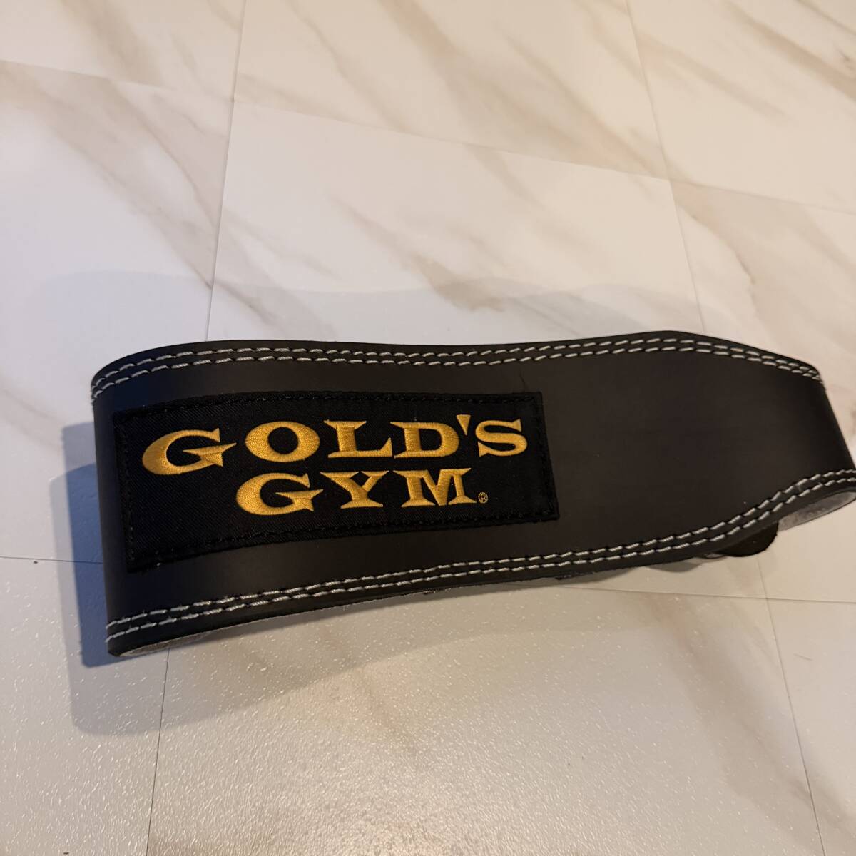 1円～【未使用級】GOLDS GYM ゴールドジム パワー レザーベルト サイズ ブラック 黒