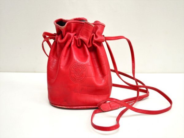 KM776●中古品●EMPORIO ARMANI エンポリオアルマーニ　巾着バッグ　赤/レッド
