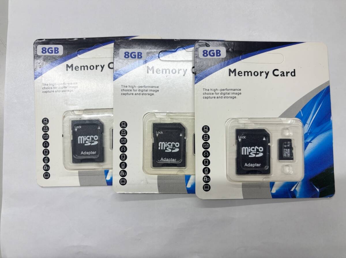 【新品】Class10 microSDカード 8GB SDアダプター付き 3個セット