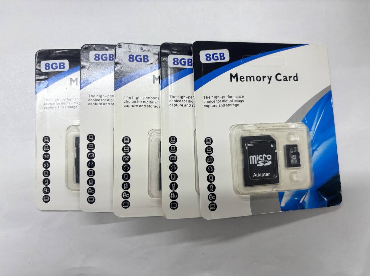 【新品】Class10 microSDカード 8GB SDアダプター付き 5個セット 