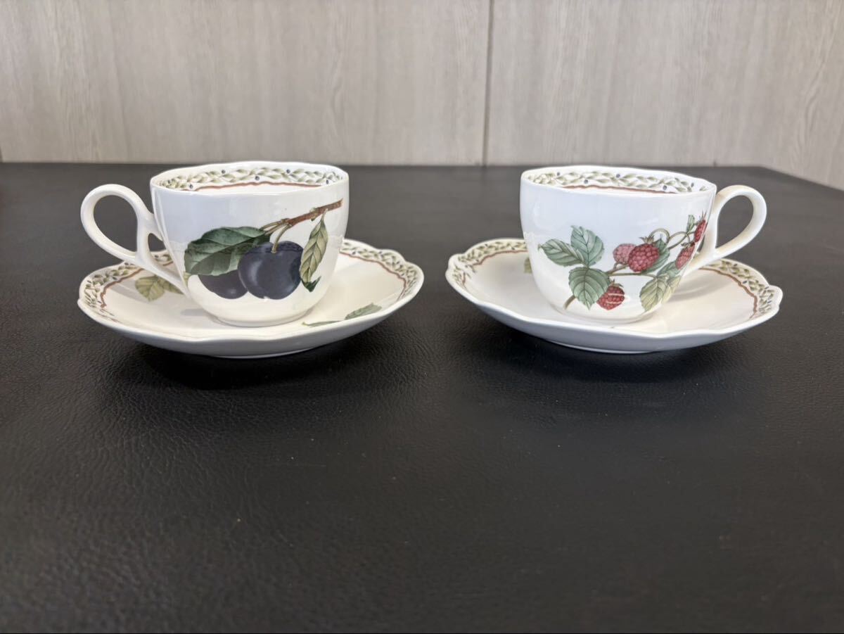 中古品☆Noritake ノリタケ ロイヤルオーチャード カップ＆ソーサー 2客セット 碗皿 ペア フルーツ柄 9416