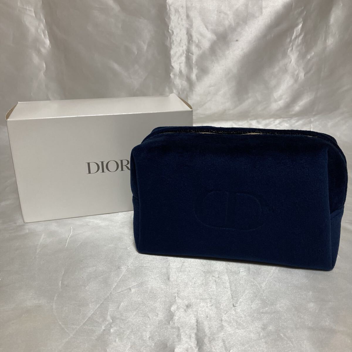 【Dior】ディオール ポーチ ノベルティ ベロア ネイビー