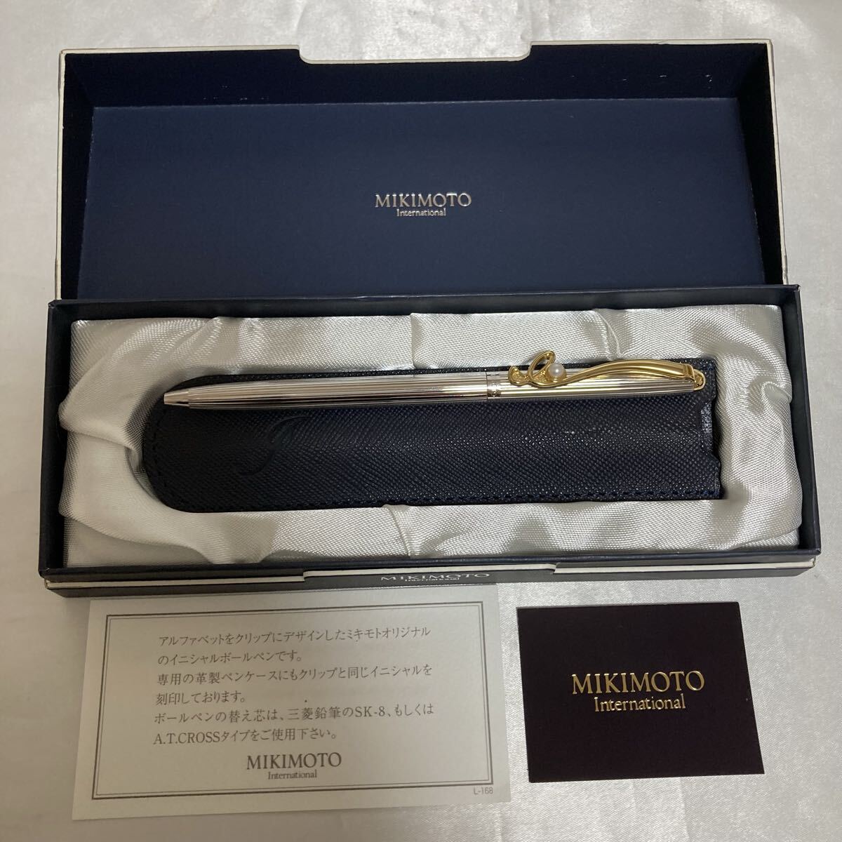 【MIKIMOTO】ミキモト イニシャル ボールペン パール ケース付き 筆記用具 インクなし
