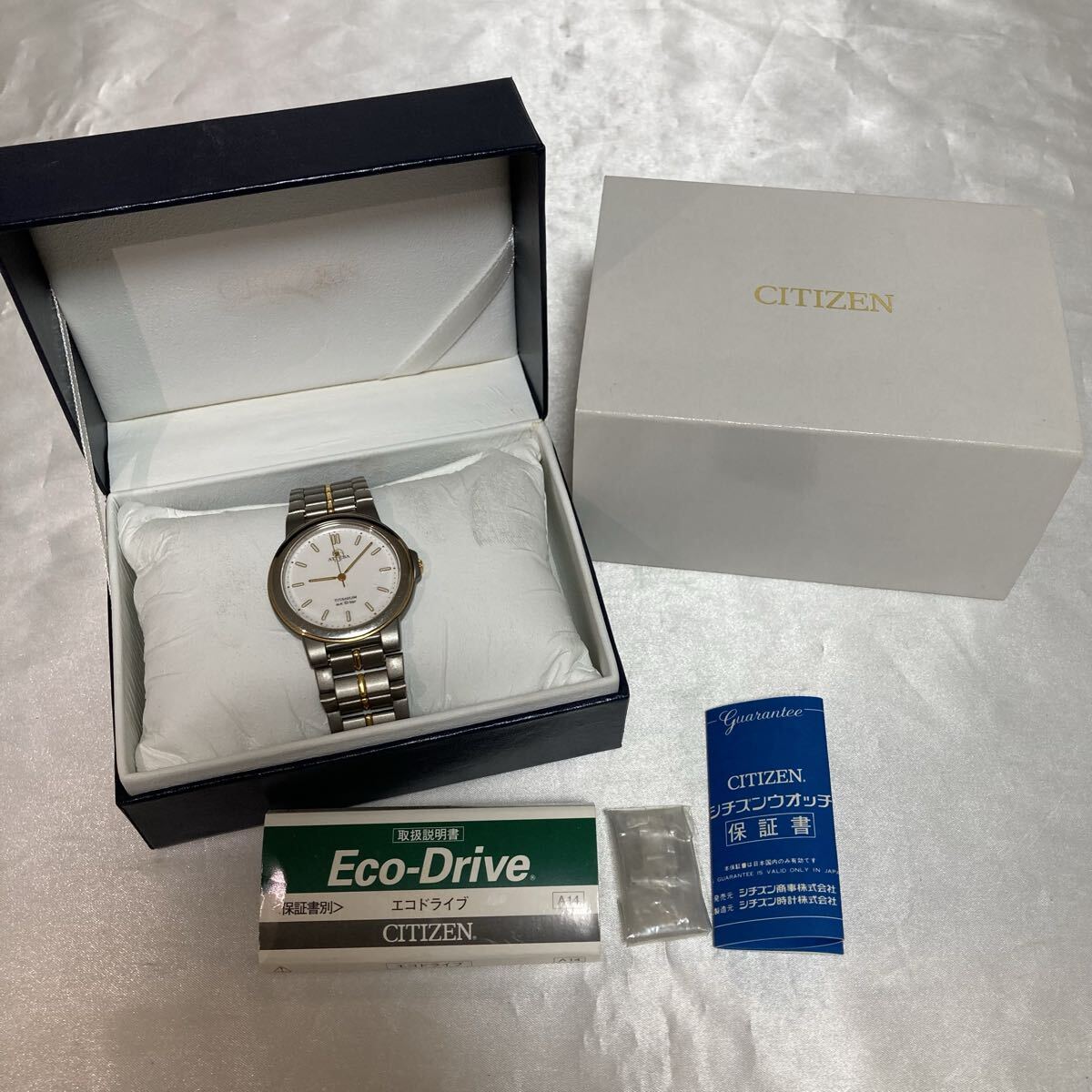 【不動品】CITIZEN シチズン ATESSA アテッサ クォーツ 腕時計 白文字盤 5631-F60447 箱付き