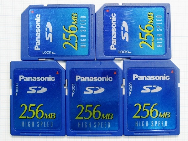 ★Panasonic ＳＤメモリーカード ２５６ＭＢ ５枚 中古★送料８５円・１８５円
