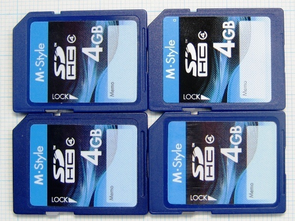 ★M・Style ＳＤＨＣ メモリーカード ４ＧＢ ４枚 中古★送料８５円・１８５円