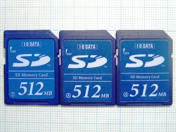 ★I・O DATA ＳＤメモリーカード ５１２ＭＢ ３枚 中古★送料８５円・１８５円