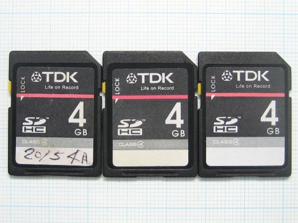 ★TDK ＳＤＨＣ メモリーカード ４ＧＢ ３枚 中古★送料８５円・１８５円