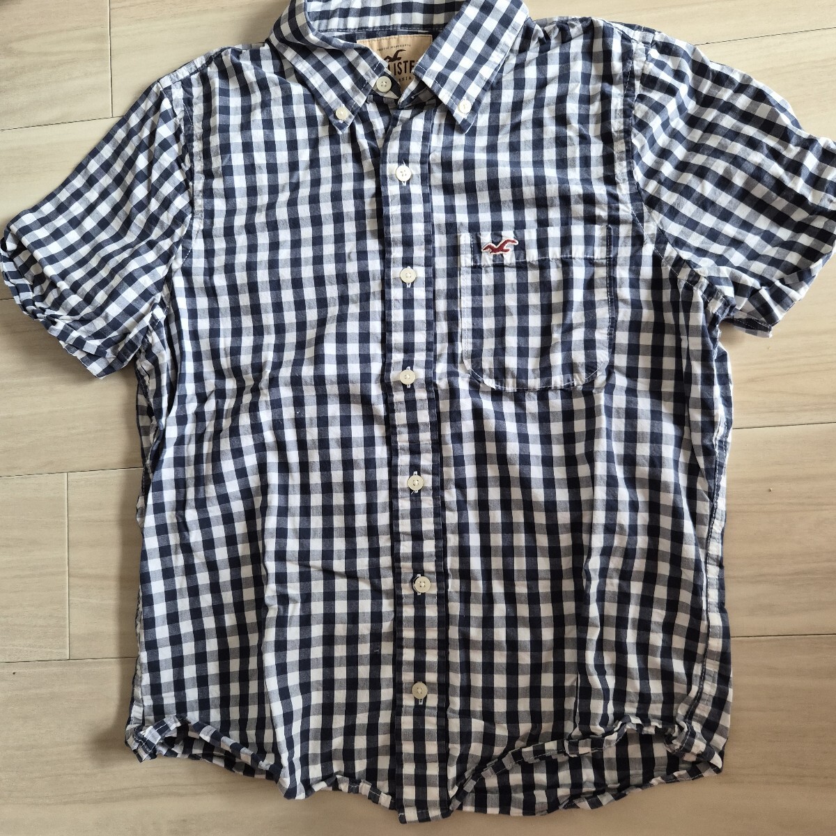 Hollister ホリスター 半袖シャツ ギンガムチェック ネイビー Mサイズ