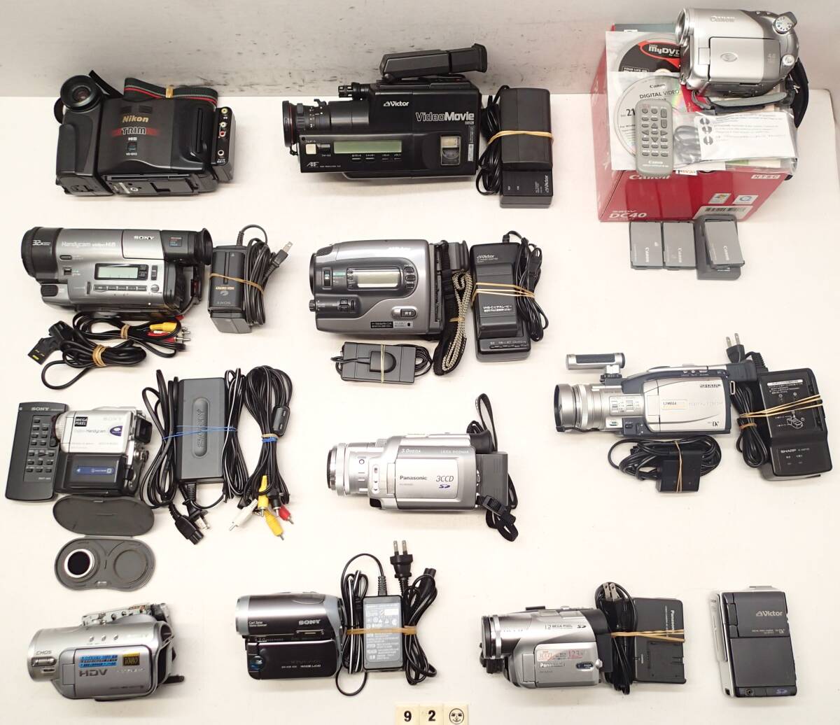 M920E ビデオカメラ 大量 Panasonic NV-MX5000 GS120 SONY DCR-PC101 HC90 CCD-TR3000 CANON DC40 NIKON VS-GH3 VICTOR VL-AX ジャンク
