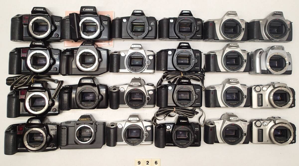 M926D CANON キャノン AF 一眼レフカメラ 大量 ２４台 EOS Kiss panorama Ⅲ L 5 10QD 100 650 1000QD IXE T80 等 中古 レトロ ジャンク