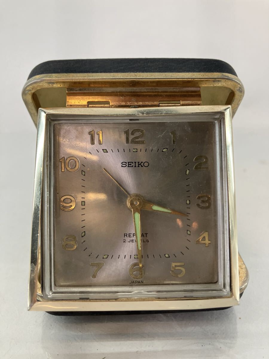 SEIKO セイコー トラベルクロック 昭和レトロ 目覚まし時計 置き時計 置時計 手巻き ヴィンテージ 2JEWELS 2石 不動 ジャンク 