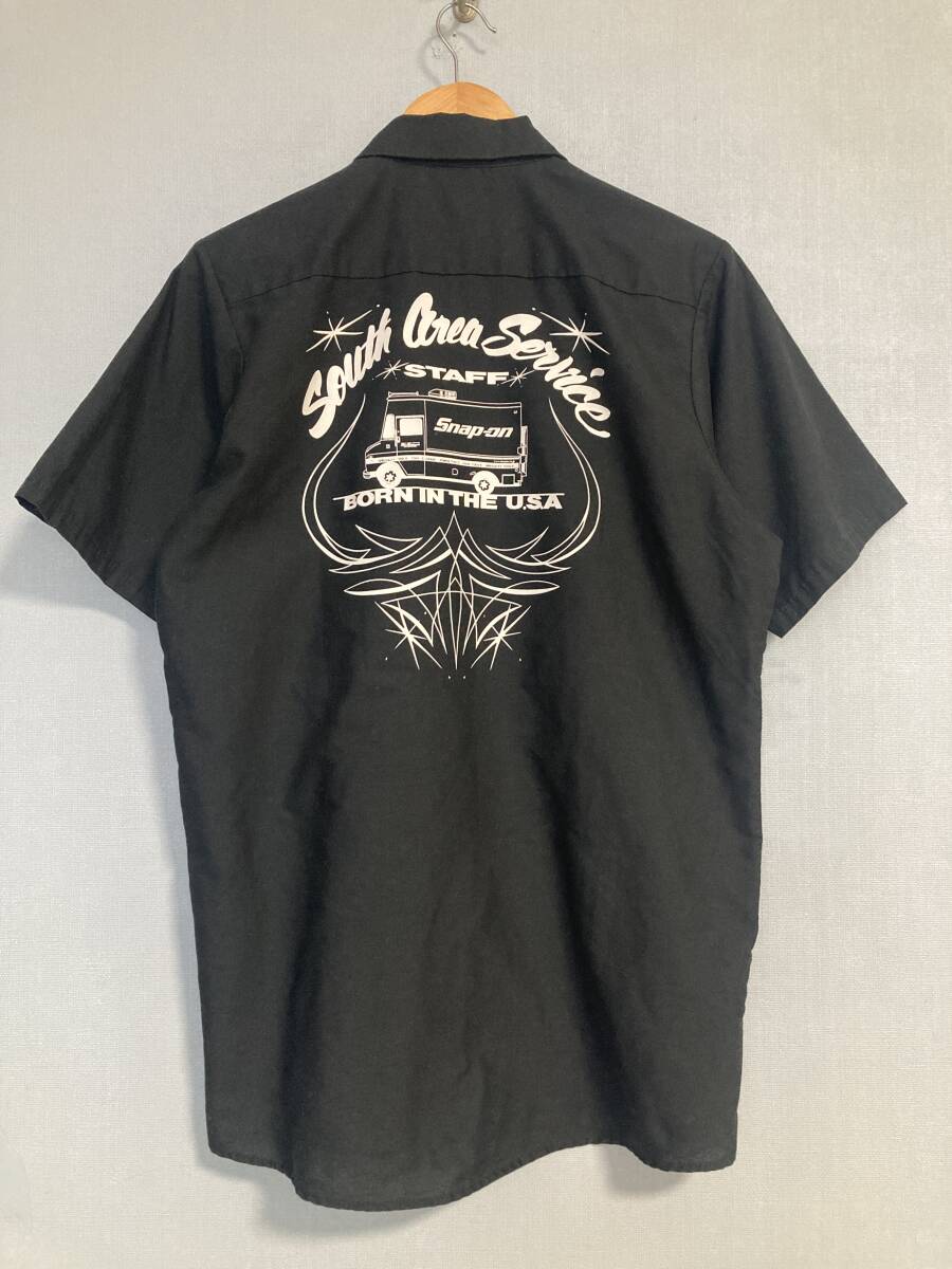 ★RED KAP レッドキャップ Snap-on スナップオン 半袖ワークシャツ M ブラック 工具 メカニック 自動車 USA企業