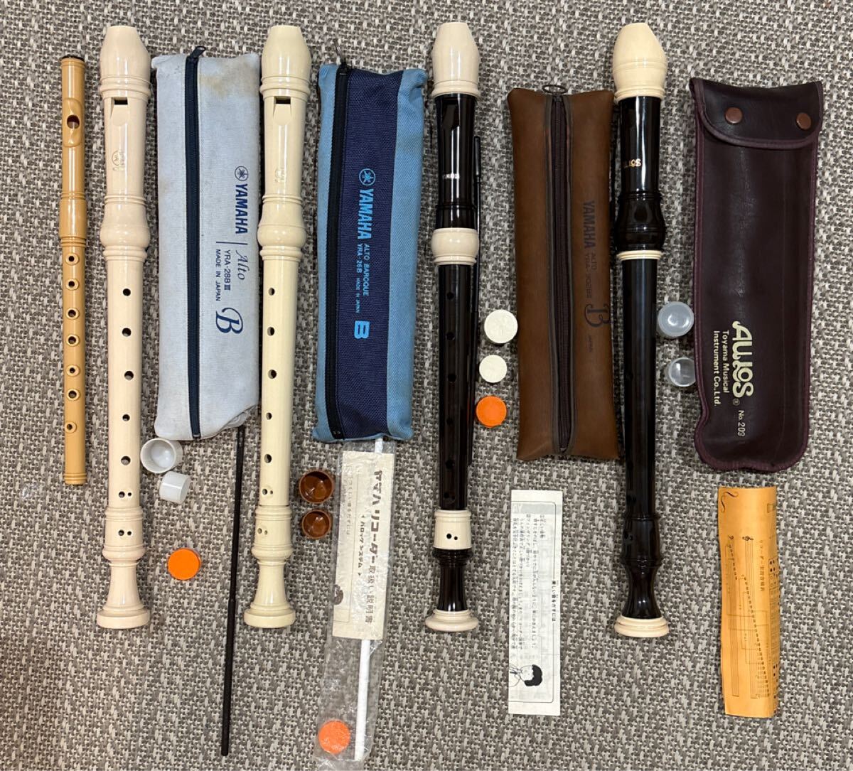 リコーダー 中古 【 YAMAHA AULOS アルトリコーダー ×4本 学研 横笛 ×1本 】 笛 バロック式 楽器 縦笛 中学 音楽 珍品 alto recorder