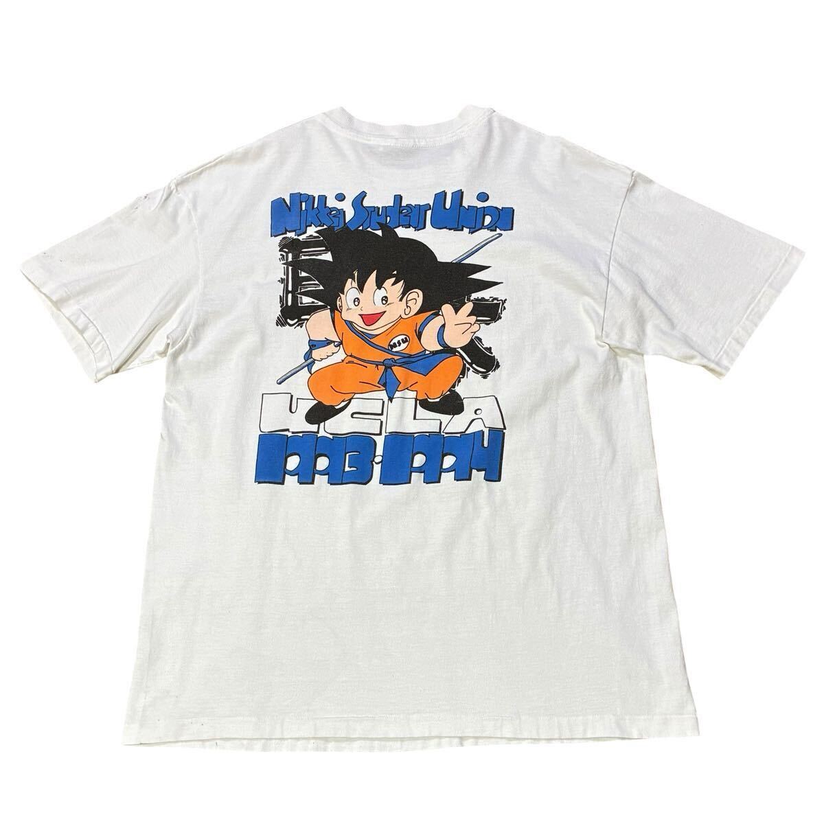 90s USA製 Hanes BEEFY-T 孫悟空 Tシャツ L 白 ビンテージ ドラゴンボールZ ビッグサイズ コットン 両面プリント バックプリント UCLA 日系