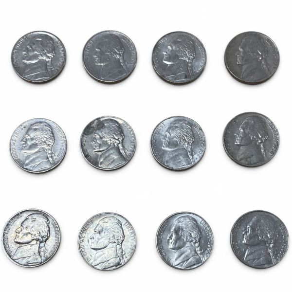[60/B6-110/251117/697/1072/TM300] LIBERTY リバティ ニッケル硬貨 5セント アメリカ 総重量約60g まとめ12点 コレクション コイン
