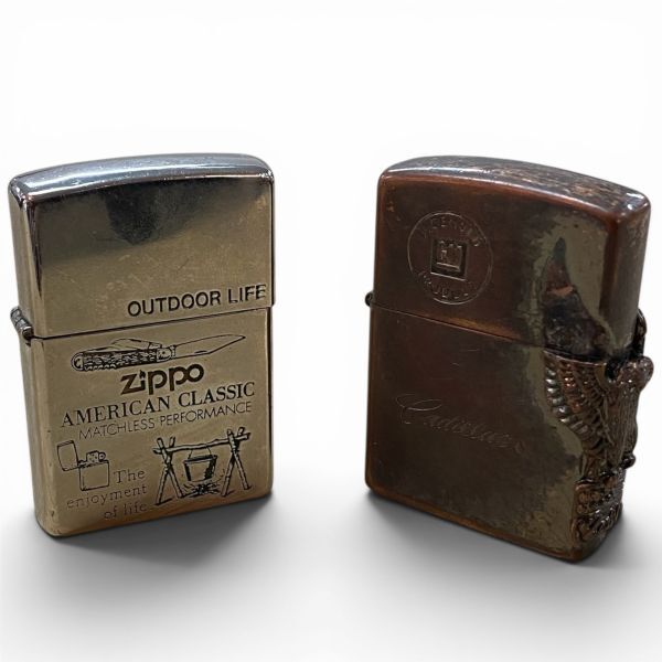 [60/B6-147/260420/11971/4383/SA300] Zippo ジッポー ※氏名刻印有り ・ Cadillac オイルライター 破損あり 着火未確認 現状品
