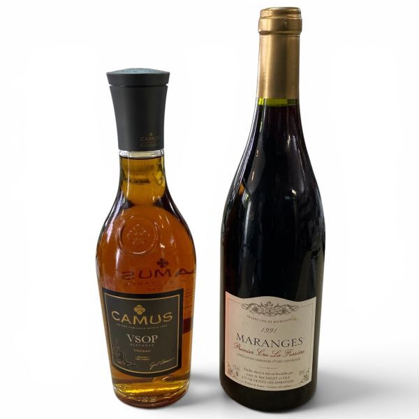 [80/B6-151/260120/10007/4483/SA300] 酒 CAMUS カミュ VSOP COGNAC ・ MARANGES マランジュ ワイン まとめ2点 未開栓