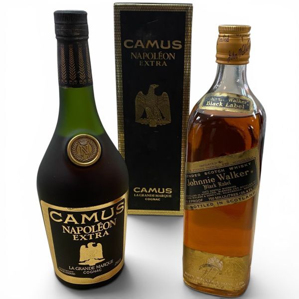 [100/B6-197/260122/10316/1430/SK400] 酒 CAMUS NAPOLEON EXTRA ・ ジョニーウォーカー Black Label まとめ2本 未開栓