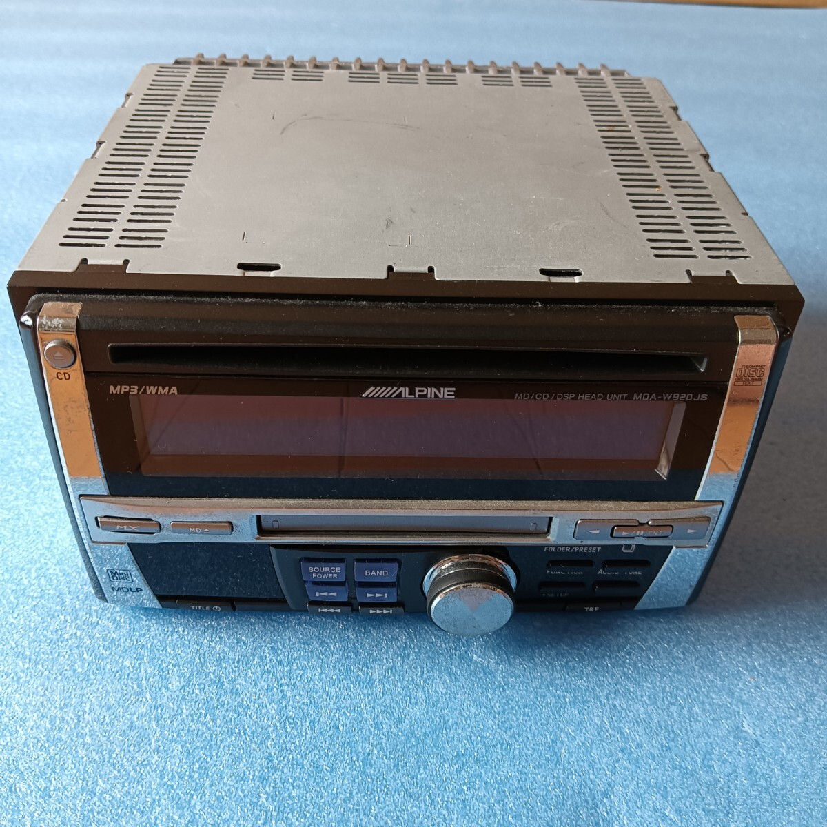 ALPINE カーオーディオ MDA-W920JS カーステ MD/CD/DSP プレイヤー AM/FM ブルーイルミ HEAD UNIT 2DIN MP3/WMA CD-R/RW 昭和 レトロ 現状