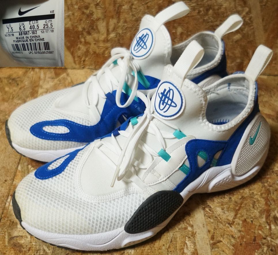 良品 Nike HUARACHE E.D.G.E. TXT US7.5 25.5cm 白青緑黒 ナイキ　ハラチエッジ A01697-102　