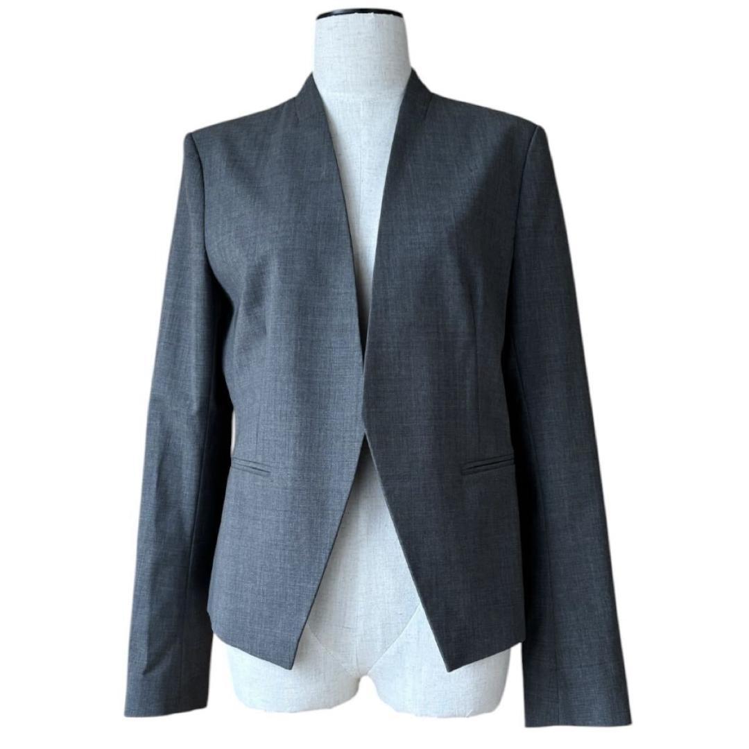 セオリー ノーカラージャケット グレー SIZE 6 日本製 美シルエット