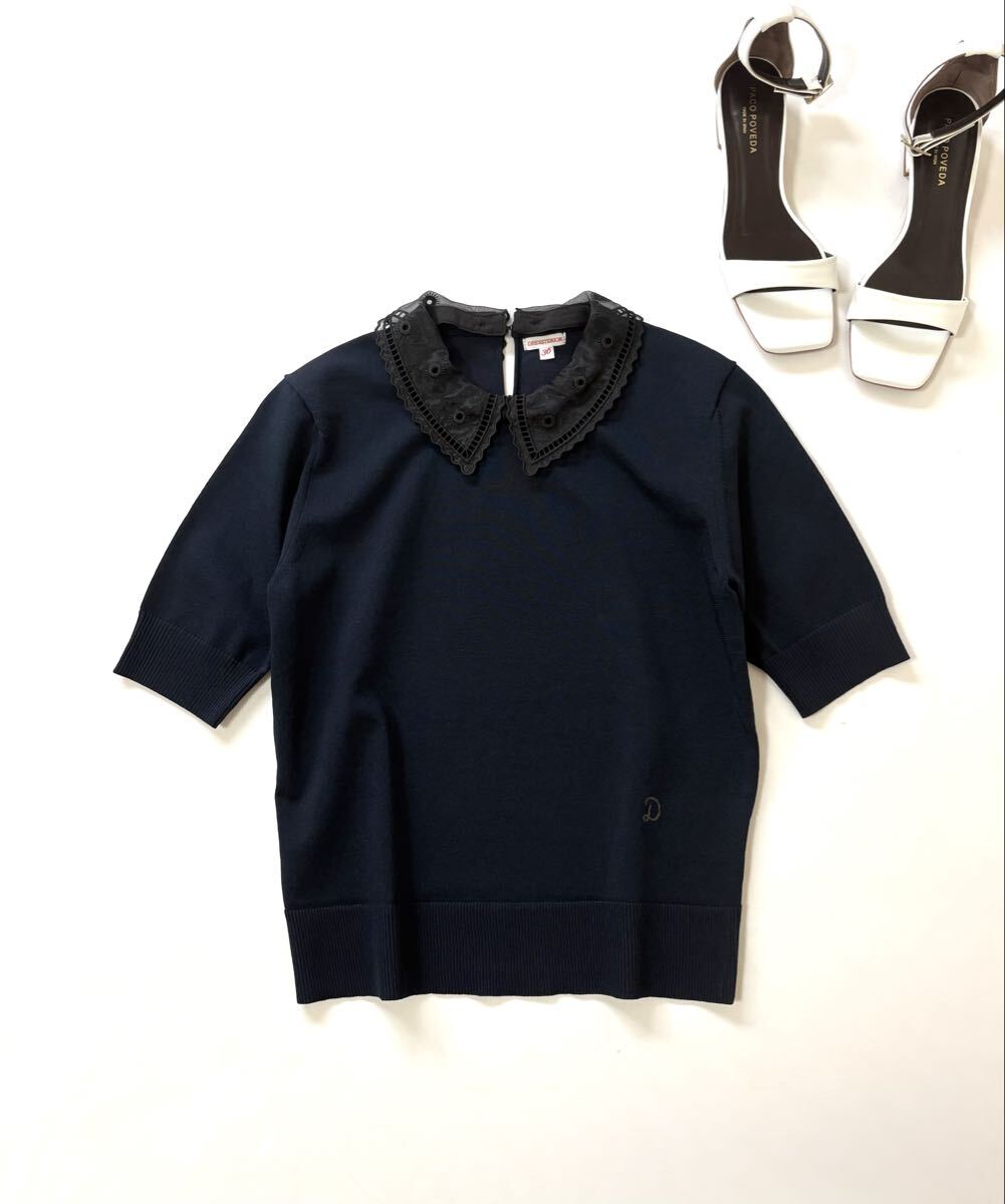 美品 2025 ドレステリア DRESSTERIOR 2WAY エンブロイダリーカラー ニット プルオーバー