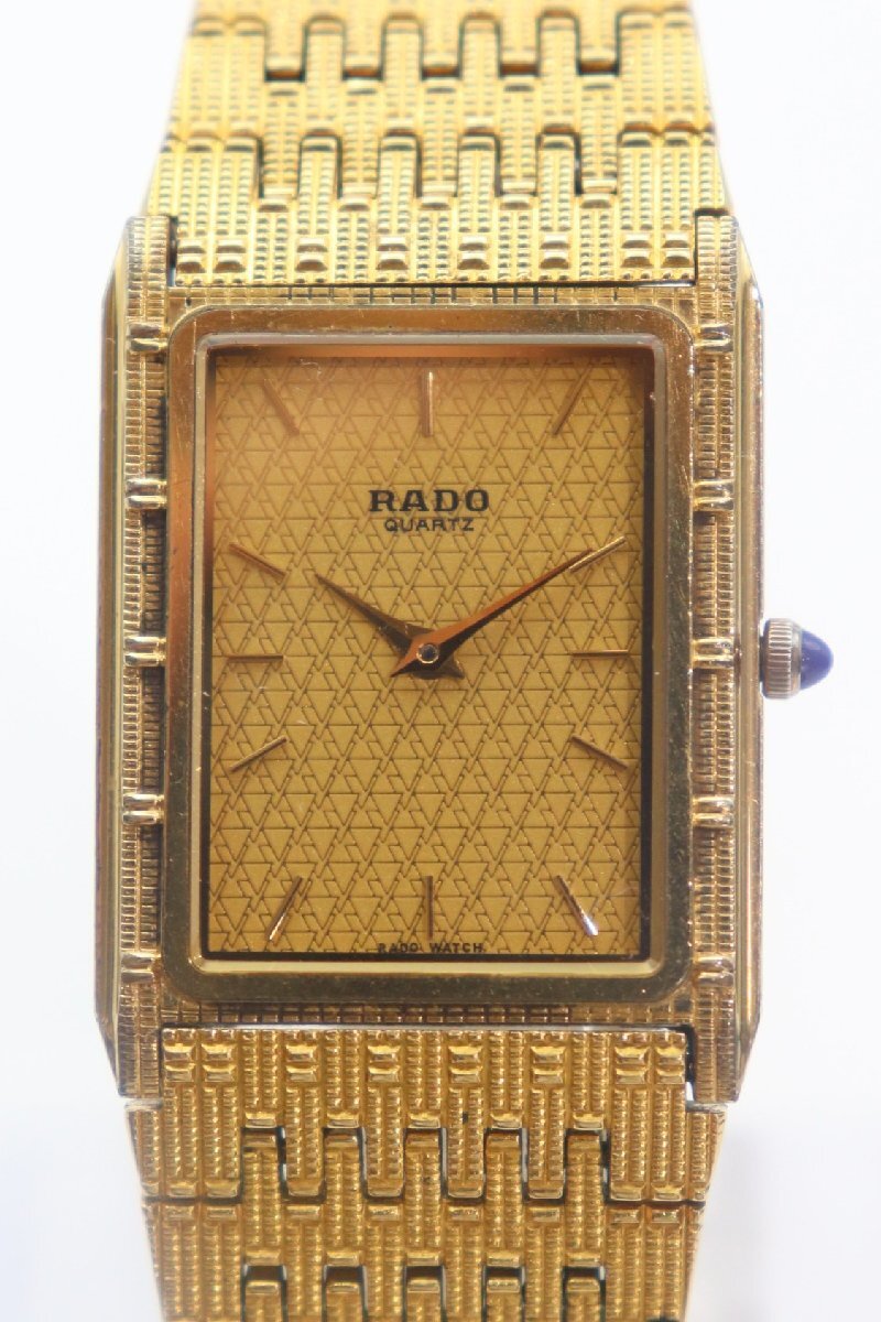 RADO ラドー 121.9027.2 レクタンギュラー ゴールドカラー ゴールド文字盤 クォーツ メンズ レディース 腕時計 6096-AM