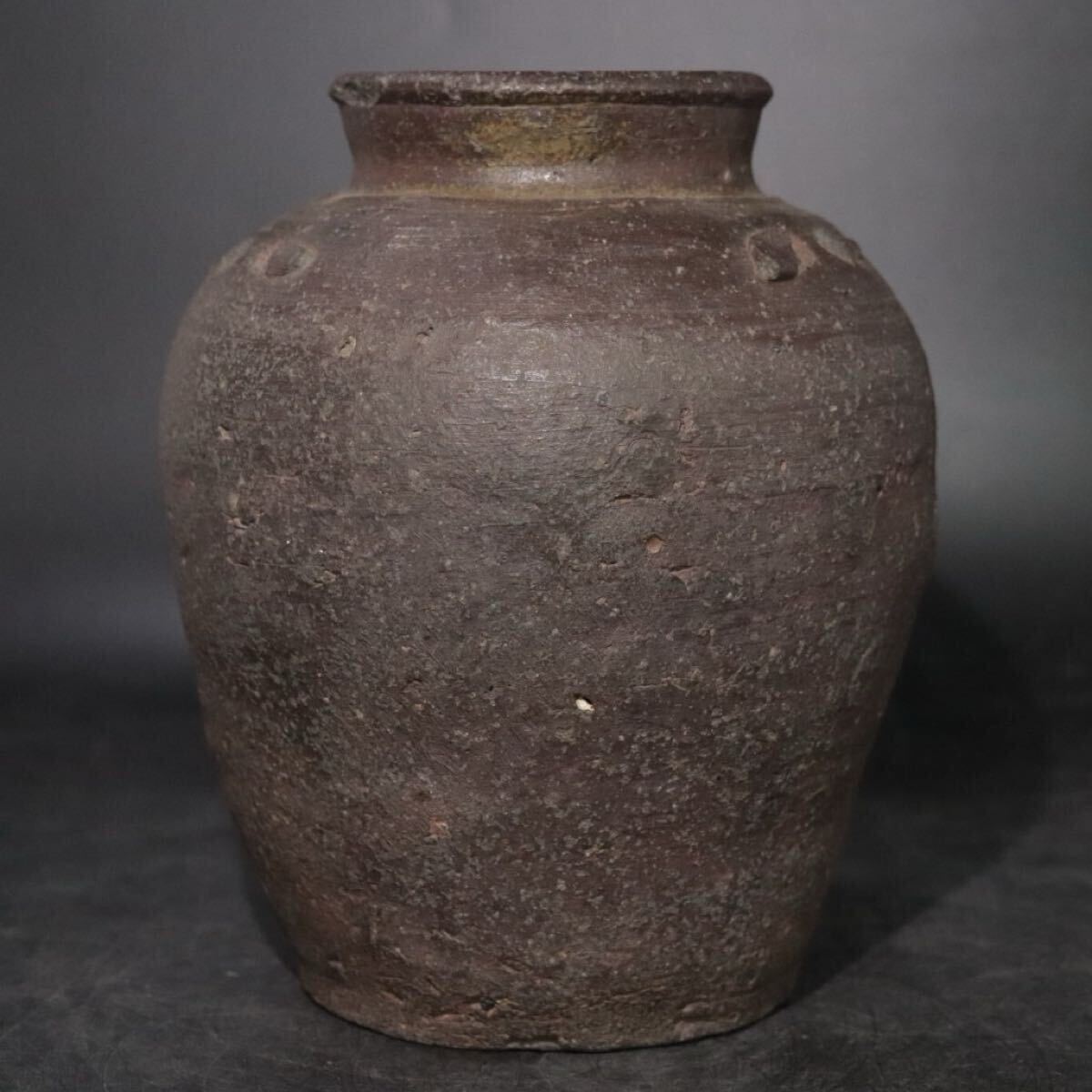時代　古備前　三耳壺　高約28.5ｃｍ｜　花器　花瓶　花生け　焼き締め　煎茶道具　検索：　古越前　古丹波　種壺　.B2694