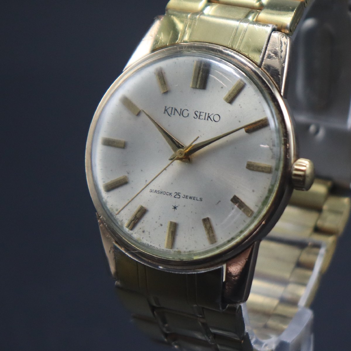 KING SEIKO KS キングセイコー ファーストモデル 15034KS 手巻き 25石 盾メダリオン 14KGF 鶴マーク アンティーク メンズ腕時計
