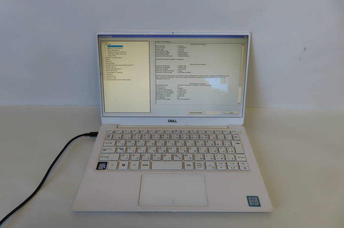 DELL XPS 13 9380 i7-8565U/8GB BIOS表示OK ジャンク品 部品どりに 管理N03