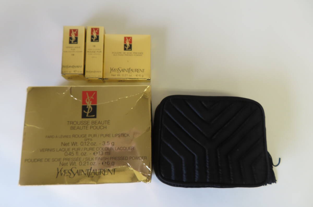 イヴサンローラン 化粧品セット ポーチ付き TROUSSE BEAUTE 口紅 ファンデーション マニキュア 未使用品 管理ZI-LP