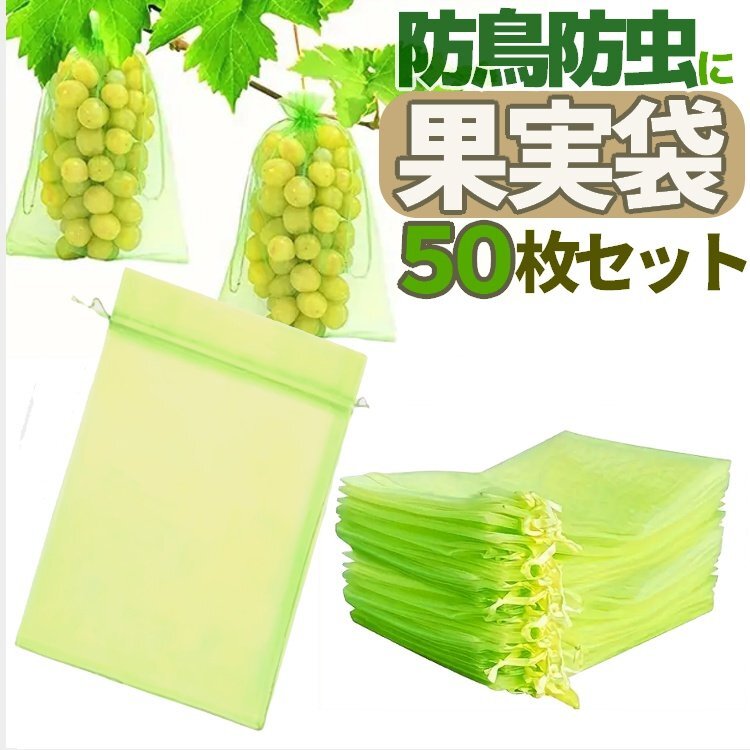 50枚セット 果実袋 防虫ネット 通気 果物保護袋 被せるだけ 害虫や鳥から守る 害虫侵入防止 鳥被害対策【20×30cm】FPBG50S