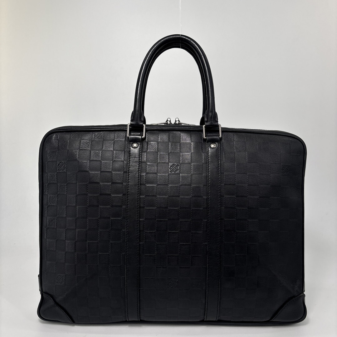 極美品 Louis Vuitton ルイヴィトン ダミエ アンフィニ ポルトドキュマン ビジネスバッグ 黒 N41146 ブラック ブリーフケース ブラック