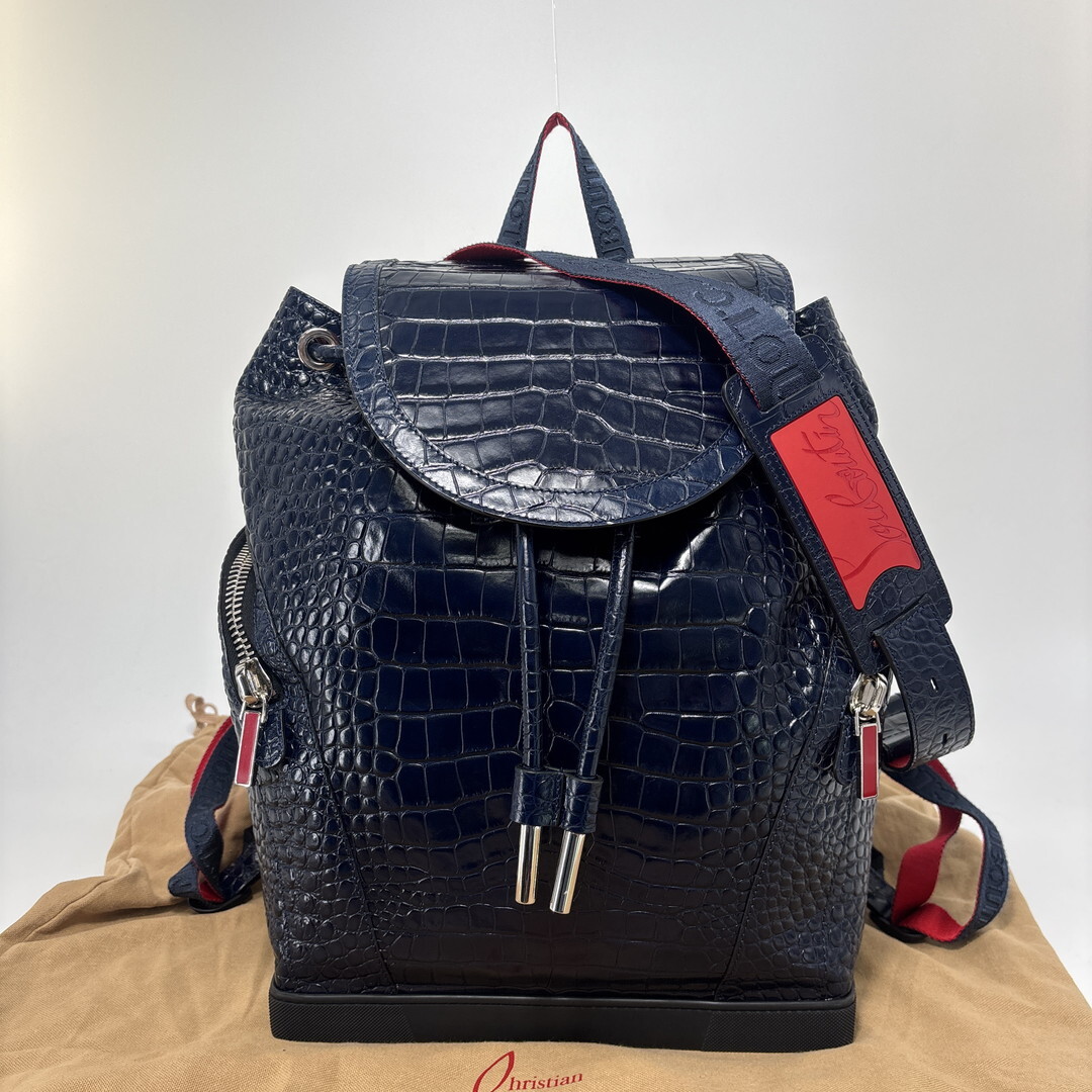 新品同様 Christian Louboutin クリスチャン ルブタン エクスプローラー クロコ メンズ リュック ショルダーバッグ メンズ 2way