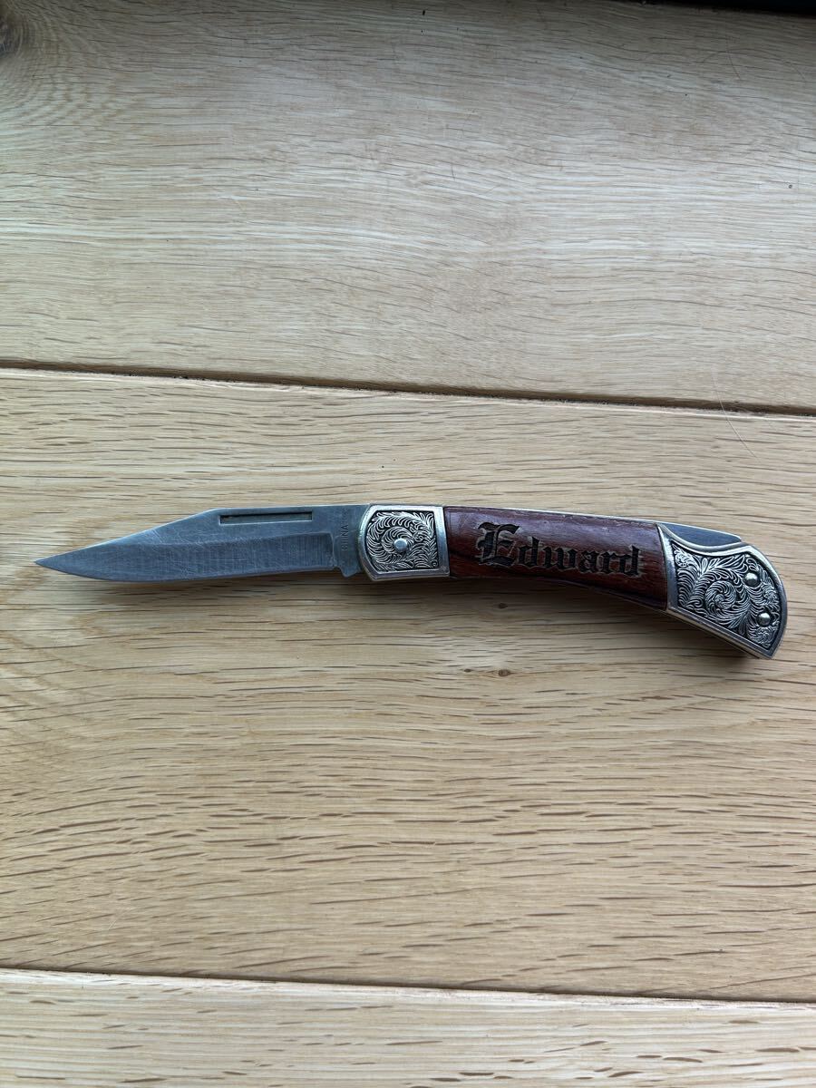 美品 良品 Edward 刻印入り フォールディングナイフ 折りたたみナイフ