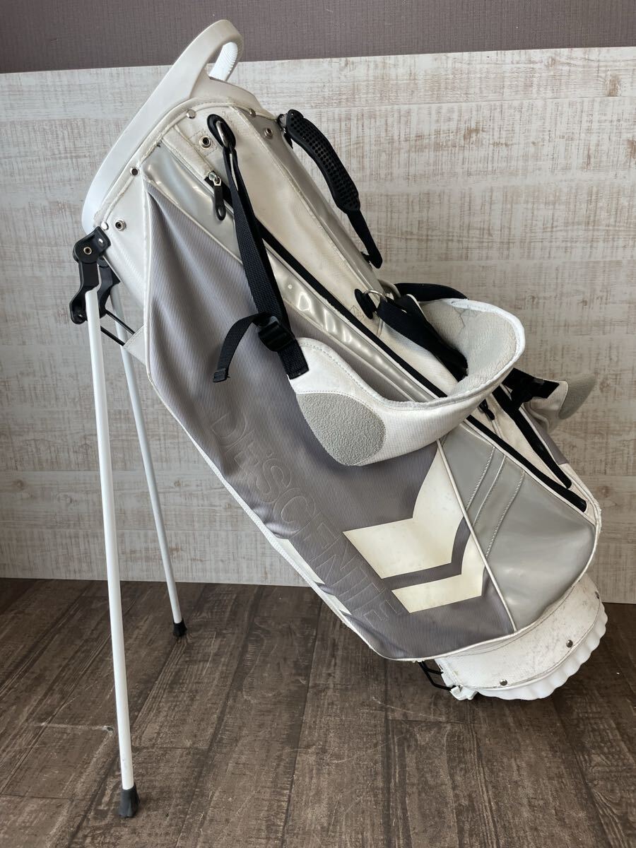  1円 希少 デサントゴルフ スタンドキャディバッグ DQBMJJ00 白 グレー 9型 47インチ対応 軽量3.0kg DESCENTE GOLF ゴルフバッグ スタンド