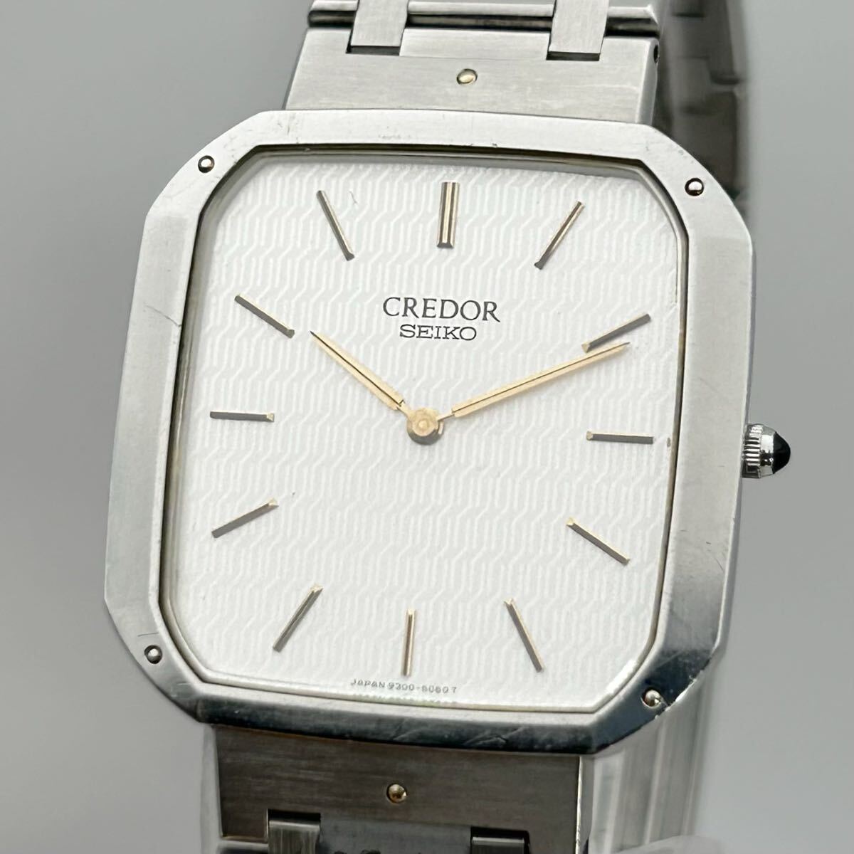 【メンズ 新品電池 稼働】SEIKO セイコー CREDOR クレドール 9300-5080 スクエア レクタンギュラー 1980年9月 japan vintage 腕時計