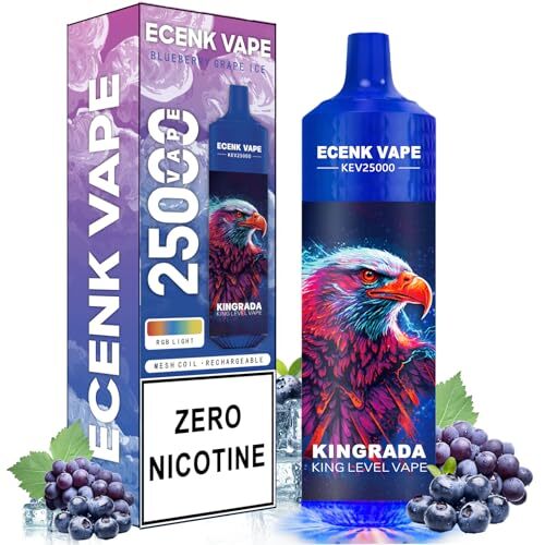 ブルーベリーグレープアイス ECENK VAPE 電子タバコ シーシャ VAPE 15,000回吸引可能 充電式 ニコチンなし