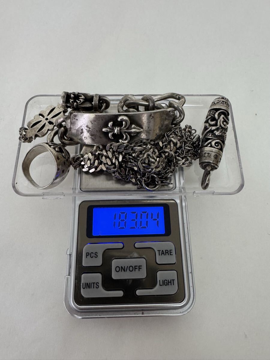 ×売り切り【総量183g】SILVER925 刻印 シルバー アクセサリーまとめ 喜平チェーン ブレスレット 指輪24号 ネックレストップ メンズ 現状品