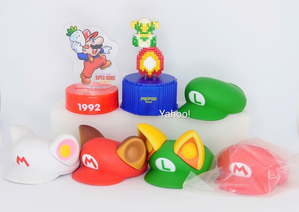 マリオ ボトルキャップ コレクション フィギュア セット ルイージ 帽子 mario Luigi ペプシ ボトルキャップ フィギュア PEPSI BOTTLECAP