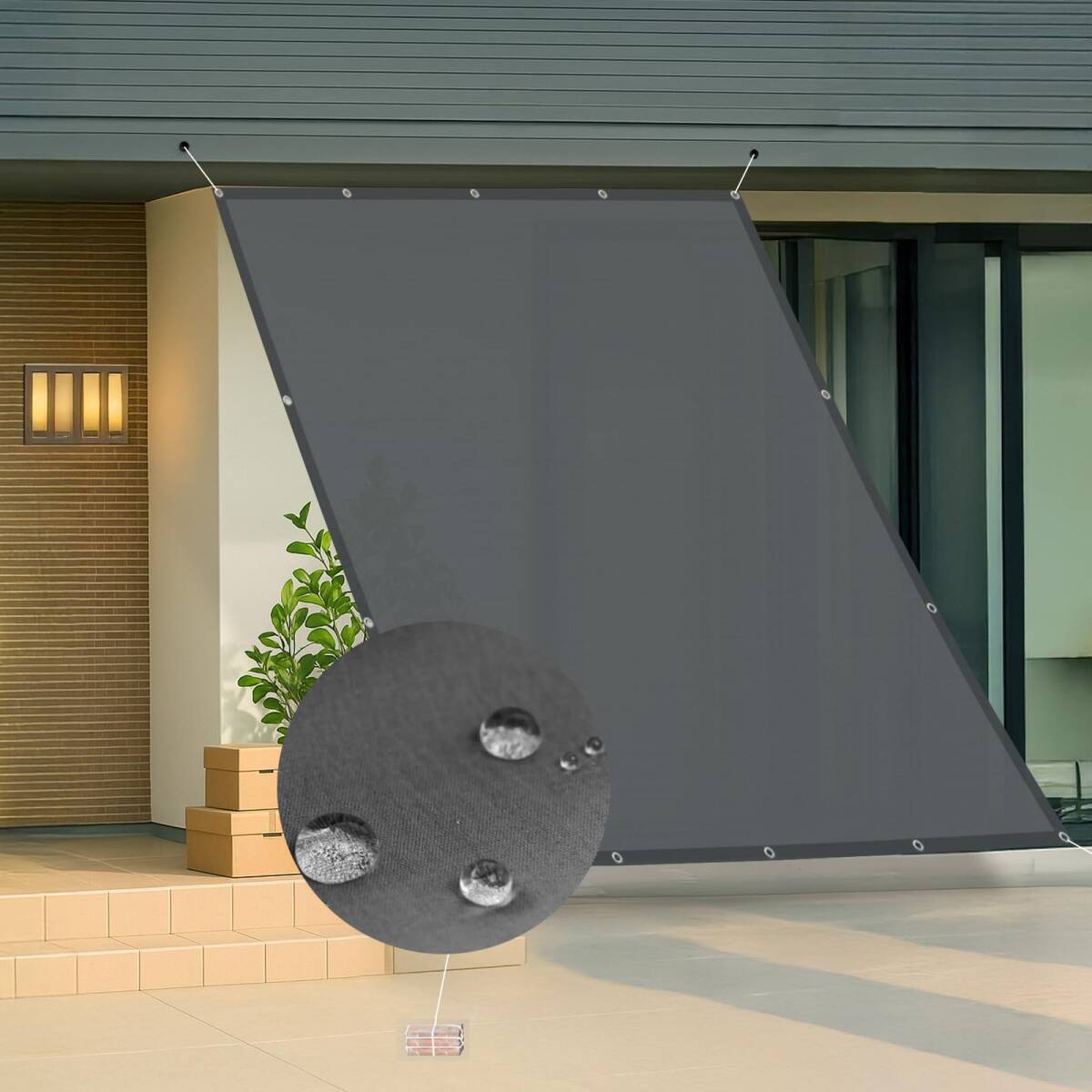 LOVE STORY 撥水シェード 2x3m ダークグレー 雨よけ 防水 日除けシェード 日よけ サンシェード r.h