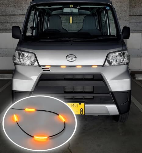 【日本製】 LEDグリルマーカー 側面発光 4連 4個 LEDマーカー 60cm 60センチ 12V オレンジ アンバー r.h