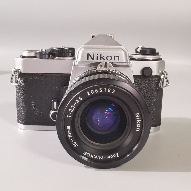 動作品 Nikon FE フィルム一眼レフカメラ ボディ Zoom-NIKKOR 35-70mm f3.3-4.5 Ai-S ニコン 通電確認済 現状品 Z8655