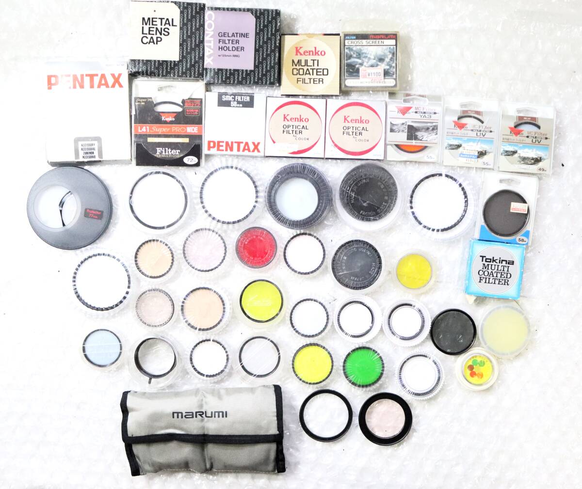 【大口径C-PL含】良質 カメラフィルター まとめ★CONTAX / MARUMIポーチ付 / Kenko 77mm / 箱付多数 未検品 ジャンク